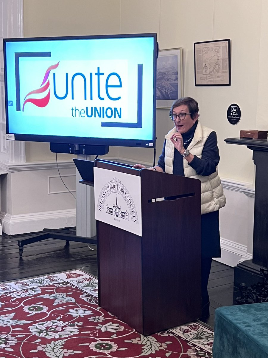 UniteunionNI's tweet photo. Professor Mary Davis begins her presentation of the history of women in the TU movement #unitewomen https://t.co/zXawfgOLVx