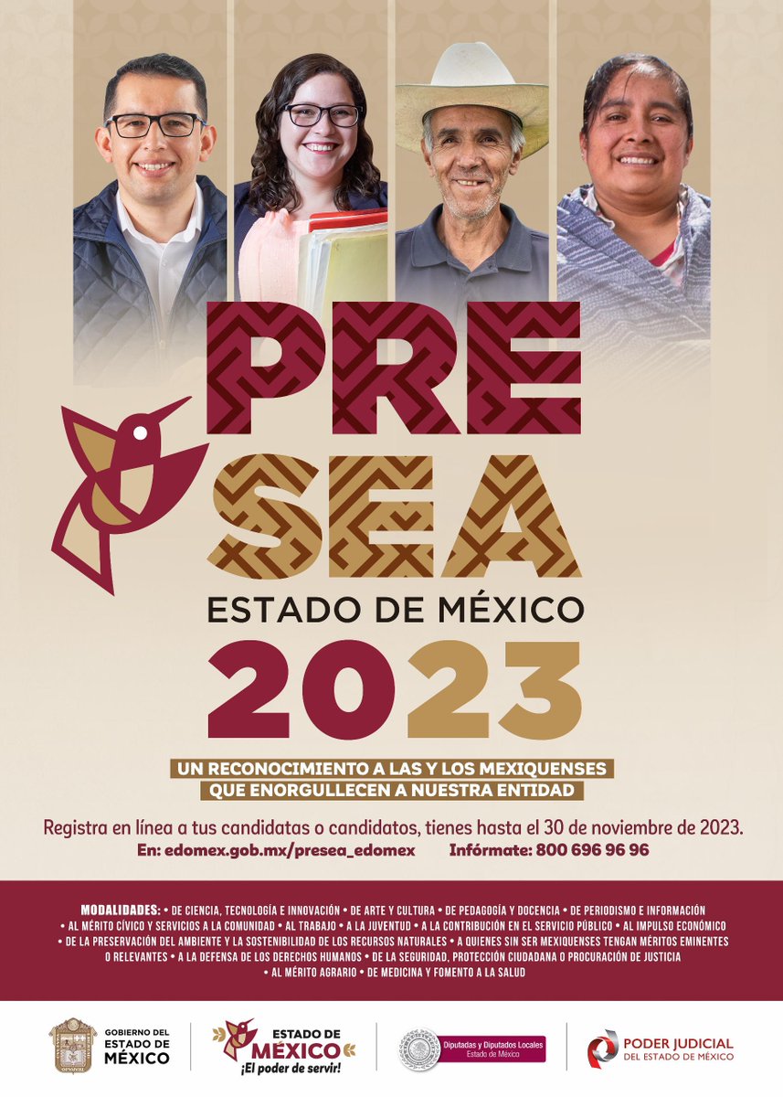 SEMOV_Edomex's tweet photo. La fecha límite para participar en alguna de las 15 denominaciones para obtener la #PreseaEdoméx2023 es hasta el 30 de noviembre. ¡no te quedes fuera!

Consulta las bases y participa: 👇
👨‍💻 https://t.co/bkhMxhiXrO https://t.co/3vIYi5j8o4