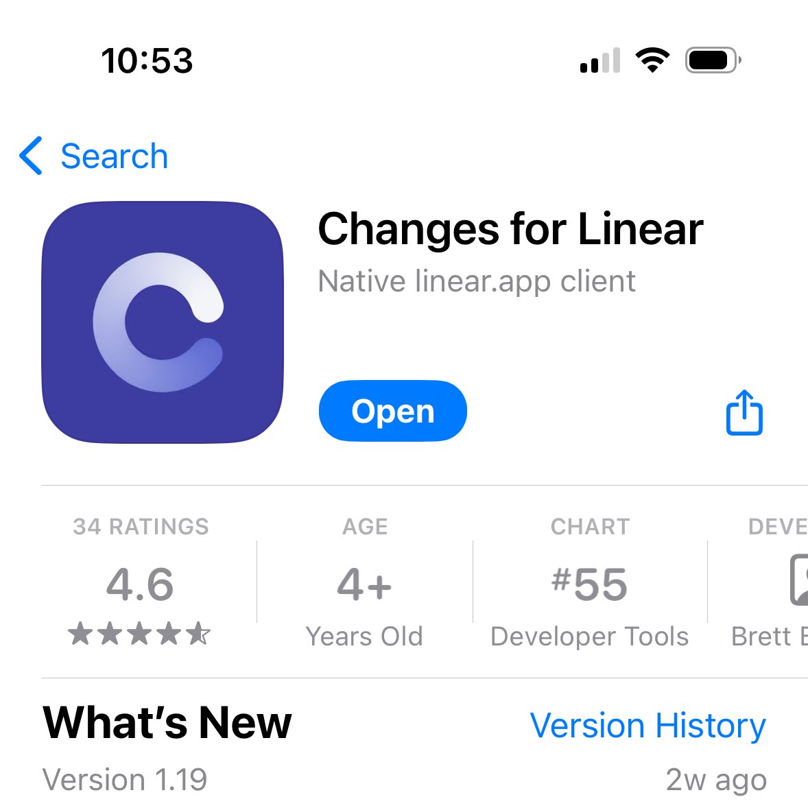 brettunhandled's tweet image. Top 55 in the dev tool charts and 50% off for black friday 🙂 if you already use linear and want it in a mobile app then give it a try
