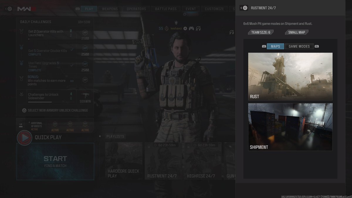 charlieINTEL's tweet photo. Next week's Modern Warfare III MP Playlist Update includes: 

- Rustment: Rust + Shipment 24/7
- Highrise 24/7! https://t.co/Hpp5w8EEze