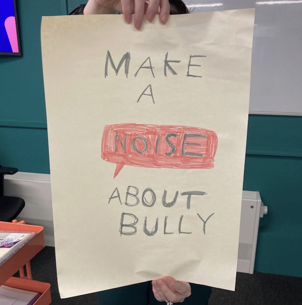 ExpLearningHub's tweet image. Our Wigan School students took part in an Anti-bullying workshop today as part of Anti-bullying week. The theme this year is &apos;Make a Noise about Bullying&apos; 

Some of the students made posters to be displayed in school.