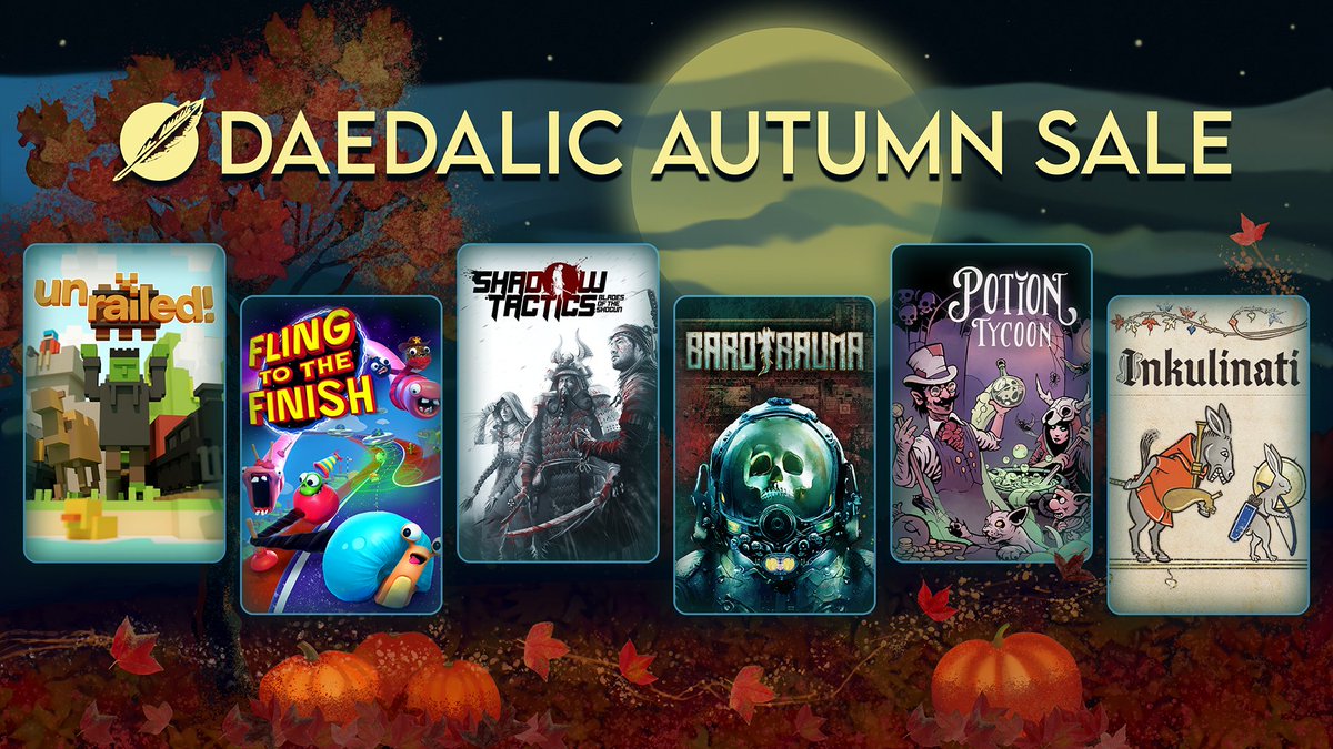 The prices are falling just like the leaves outside?
This can only mean it's Autumn Sale!

Nearly our whole catalogue is up to 90% off! Time for a treat!
store.steampowered.com/curator/173830…