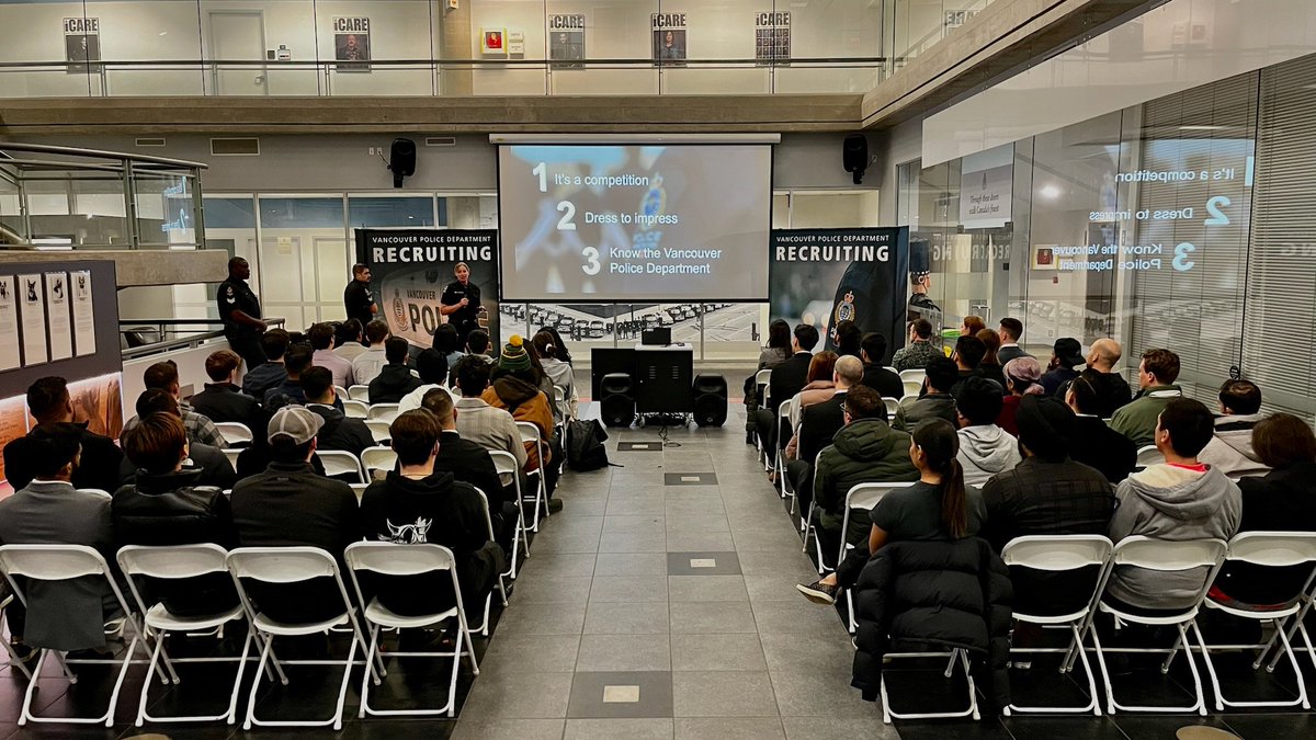 What an incredible turnout for our information session last night! It's inspiring to see so many people engaged and committed to building a safer community together. #joinVPD #communityengagement #safetyfirst#weRhiring!