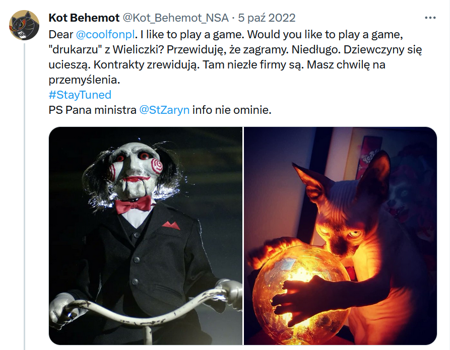 PiotrWiel's tweet photo. To mówicie, że pan @jakubwiech i @demagogpl walczą z hejtem. A ja uzupełniam pytanie, czy @jakubwiech i @demagogpl, przy identyfikacji @coolfonpl  bazowali na ustaleniach domorosłego cyngla powiązanego z rządem @pisorgpl i stalkera @Kot_Behemot_NSA, ściganego od co najmniej 3 lat przez @PK_GOV_PL i to w kilku postępowaniach? Poniżej "perełki"  ze ścieku @Kot_Behemot_NSA. Powtórzę pytanie @jakubwiech i @demagogpl, nurkowaliście w tym szambie?
