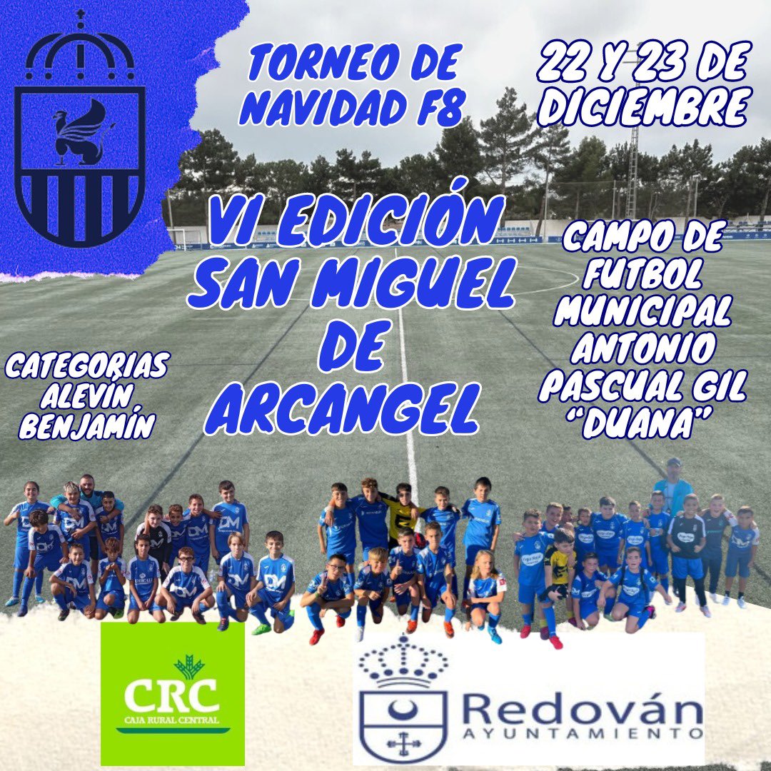 💙AFICIÓN💙

Presentamos la VI edición del torneo de navidad fútbol 8 San Miguel Arcángel.

🏆 Fútbol 8.
🏟️Duana.
📆 22 y 23 Diciembre.
⏱️Horario por confirmar.
📝 Categoría alevín y benjamín.

Inscripción y contacto:

📞Vivi     608357848
📞Guille 665442222

#fbredovancf
