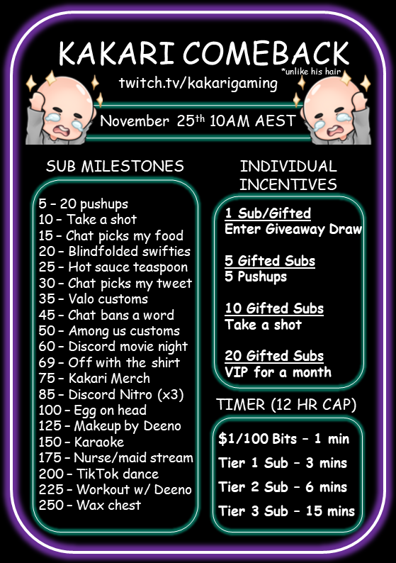 ItsKakari's tweet photo. hello twitter... im back

after 3+ months away im finally returning to streaming with a subathon! hope to see all you beautiful people in 24 hours :)) https://t.co/AJu4padVbh
