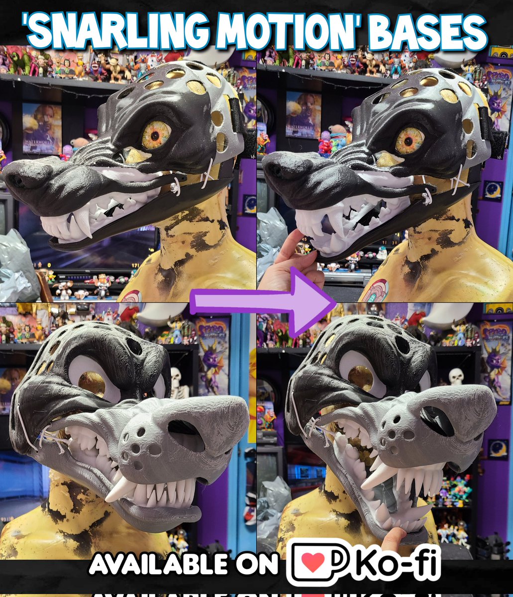 I am open for orders for my v2 Snarling Motion bases.

Info/Order: ko-fi.com/cavitysam/shop

FULL DISCLAIMER: I have people assisting me with printing, prep, packing and shipping on these to avoid delays. This will allow me to focus on commissions.

#fursuit #cosplay #werewolf