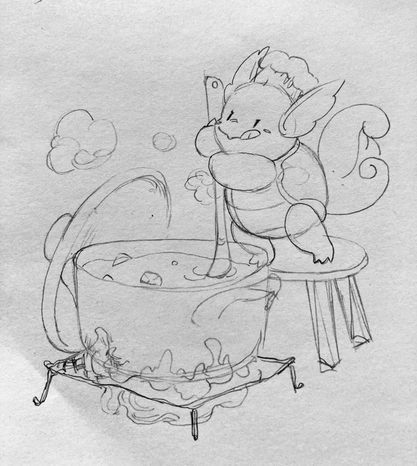 ポケスリ  らくがき  うちの頼れる料理長...🐢 