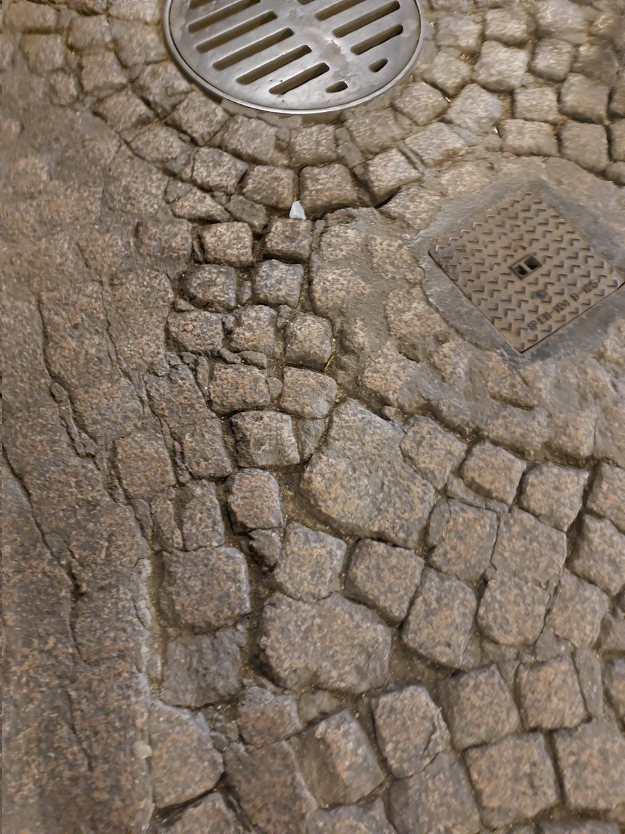 Porqué costará tanto hacer las cosas bien en una ciudad Patrimonio de la Humanidad. Así se ha reparado el adoquinado en abanico en dos pequeñas porciones de la Calle Mayor, de casi 400 metros de longitud y cuyo pavimento está seriamente dañado en su totalidad.

#AlcalaDeHenares