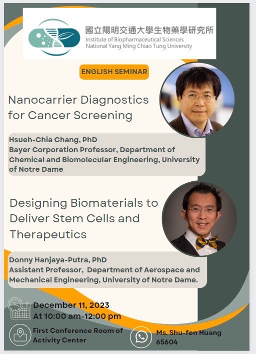 Chang Lab (@changlab_nd) on Twitter photo Look forward to learning more about Therapeutic EVs at Yang Ming. <a href="/DHPGroup/">Donny Hanjaya-Putra</a> <a href="/NDCBE/">Notre Dame CBE</a> <a href="/AeroMechND/">Notre Dame AME</a> <a href="/NotreDame/">University of Notre Dame</a> Look forward to learning more about Therapeutic EVs at Yang Ming. <a href="/DHPGroup/">Donny Hanjaya-Putra</a> <a href="/NDCBE/">Notre Dame CBE</a> <a href="/AeroMechND/">Notre Dame AME</a> <a href="/NotreDame/">University of Notre Dame</a>