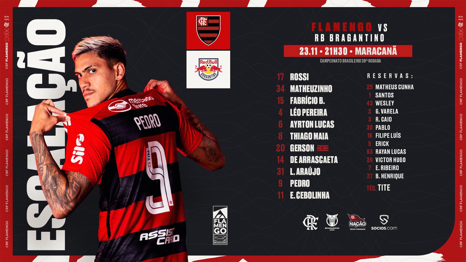 SAIU! Confira a escalação do Flamengo para encarar o Bragantino - Coluna do  Fla