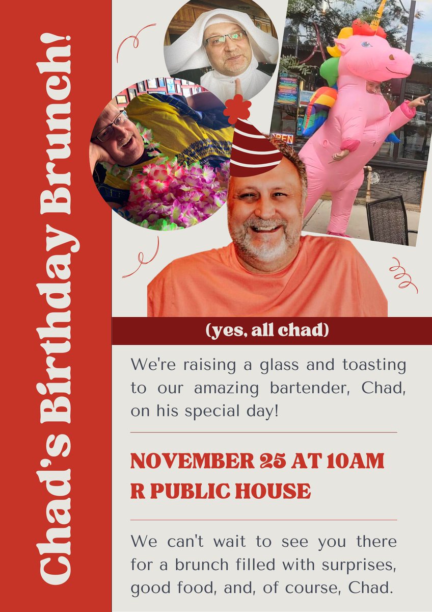 Happy Birthday Chad, our fave bartender and eternal party starter! 🍻🎉🎂 Who knew mimosas and pancakes could be the perfect b-day combo?! 🥂🥞Let the bottomless mimosa shenanigans begin! #ChadsBirthdayBash #BirthdayVibes #BottomlessMimosas #RogersPark #Chicago #RogersParkChicago