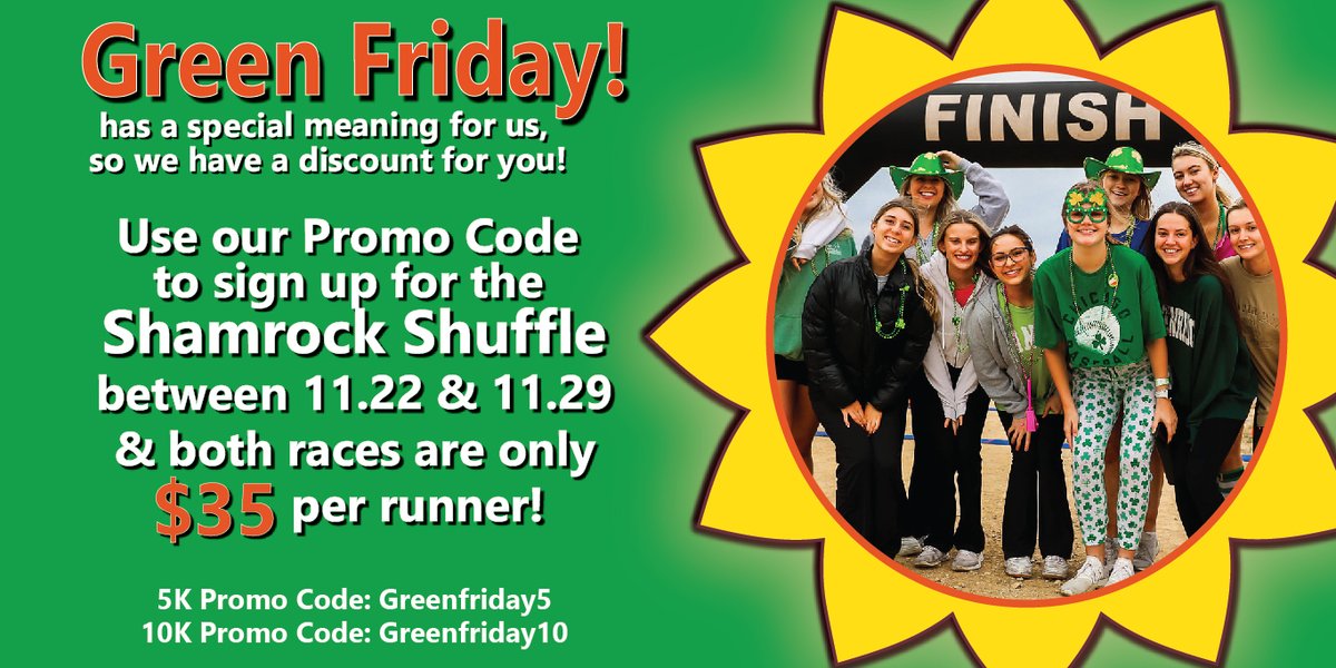 If you overdid it a bit today, make it your goal to run in the 2024 Shamrock Shuffle! Thru 11.29, both race are still $35 with the promo code! runsignup.com/Race/KS/Lawren…?