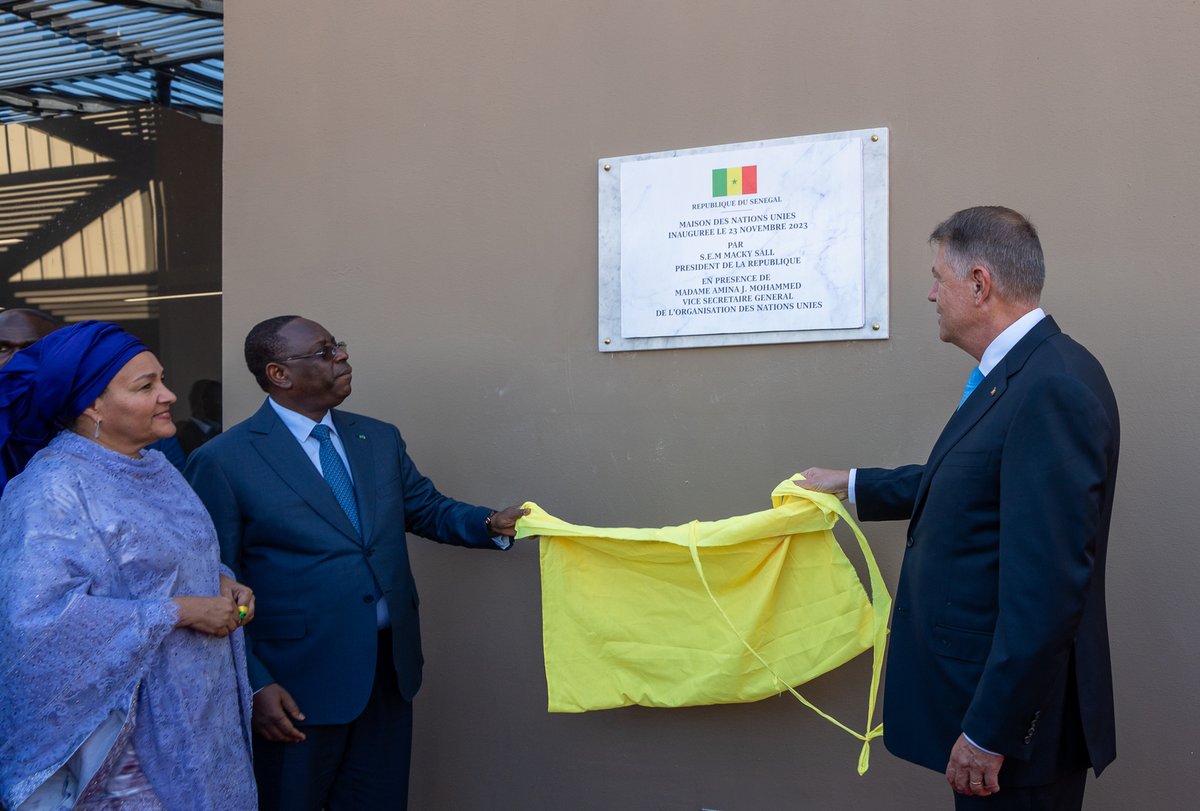KlausIohannis's tweet photo. Honoured to participate today with President @Macky_Sall at the inauguration of the #UN 🇺🇳 House in #Dakar, a project with a particular significance for Senegal. This initiative reconfirms Senegal’s long &amp; substantial tradition of active involvement in multilateral diplomacy. https://t.co/sn8r7C9Iz6