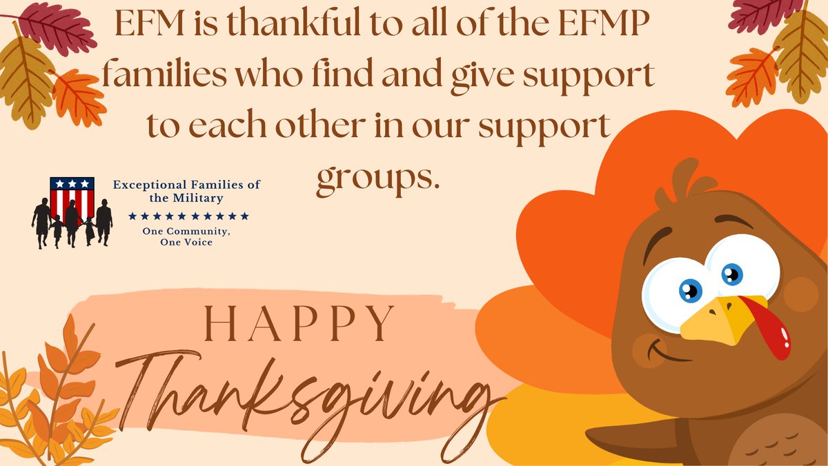 EFMVoice's tweet photo. Today and every day, we are thankful to have our families as part of our #EFMVoice community and village. Wishing you all a very Happy Thanksgiving filled with warmth and joy.
#EFMVoice #EFMP #OneCommunityOneVoice #HappyThanksgiving https://t.co/nmiS6IdjNe