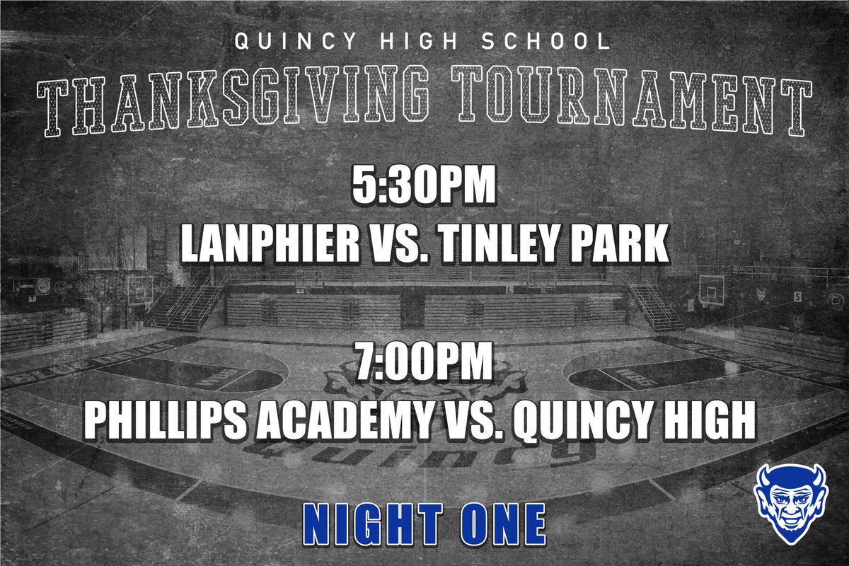 QHSBASKETBALL's tweet photo. We wish you a Happy Thanksgiving. 
Tournament action tips off at 5:30pm at Blue Devil Gymnasium. #BlueDevilPride https://t.co/gIQ2c5W97Z