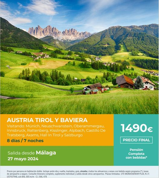 LAUXAVIAJES's tweet photo. Circuitos culturales por Europa para mayores primavera 2024! Salidas desde Málaga!! https://t.co/3TjRMr2LlT