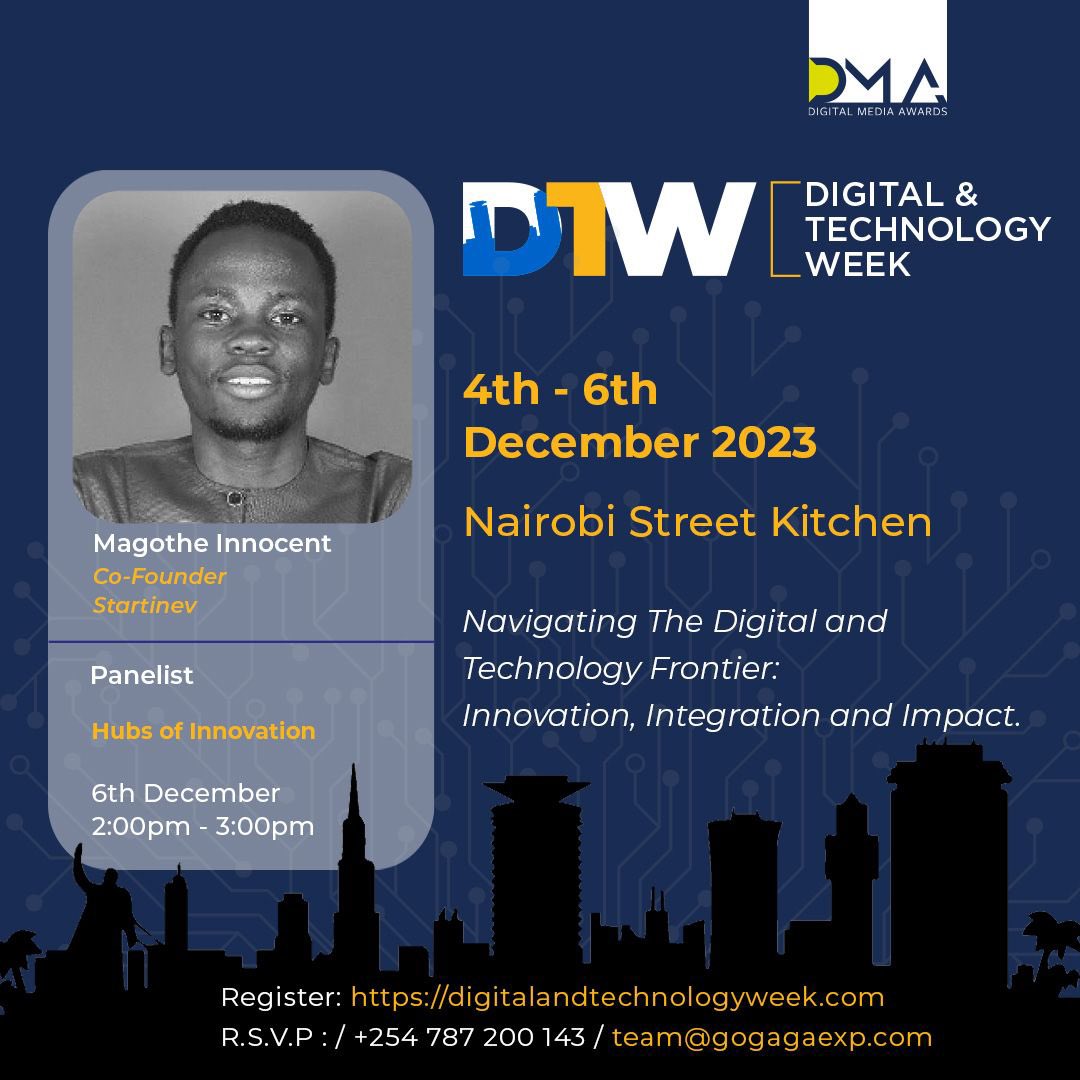 I will be a panelist representing @startinev at the @SMWNairobi talking about hubs of innovation.

Register here: digitalandtechnologyweek.com 

 #DigitalandTechnologyWeek #innovation