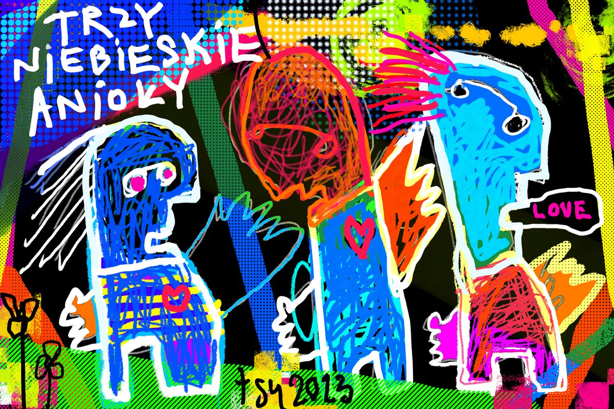 tfurca's tweet image. trzy niebieskie anioły / three heavenly angels #angel #dziewczyna #wroclaw #love #obraz #malarstwo #rysunki #art #design #drawing #tsy #sztuka #tfurca #milosc #dream #popart