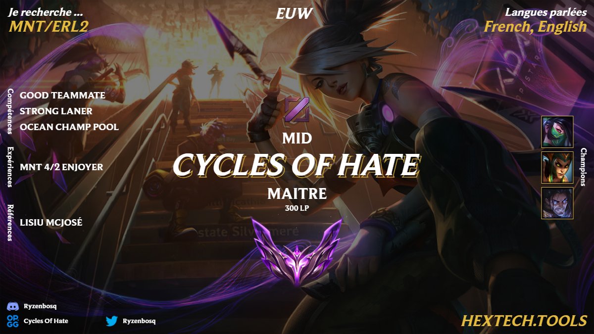Ryzenbosq (@ryzenbosq) on Twitter photo Hello,
After a Split in MNT,
i'm looking for team, MID 630 master lp peak season 13
My dm are open if you want more informations <a href="/LoL_LFT/">LoL Looking For Team 🇮🇹 🇪🇺</a>, <a href="/LFT_LoL_EU/">LFT_LoL_EU</a>, <a href="/lft_prime/">Prime League LFT</a>, <a href="/LoL_LFT_Fr/">LoL LFT Fr</a>, <a href="/LFT_LOL_ES/">LFT_LOL_ES</a>, <a href="/LoL_LFT_ITA/">LoL LFT 🇮🇹</a>
Retweets and Likes appreciated, Thanks Hello,
After a Split in MNT,
i'm looking for team, MID 630 master lp peak season 13
My dm are open if you want more informations <a href="/LoL_LFT/">LoL Looking For Team 🇮🇹 🇪🇺</a>, <a href="/LFT_LoL_EU/">LFT_LoL_EU</a>, <a href="/lft_prime/">Prime League LFT</a>, <a href="/LoL_LFT_Fr/">LoL LFT Fr</a>, <a href="/LFT_LOL_ES/">LFT_LOL_ES</a>, <a href="/LoL_LFT_ITA/">LoL LFT 🇮🇹</a>
Retweets and Likes appreciated, Thanks