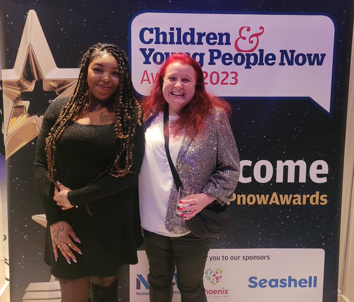 Victoria &amp; Nora representing us tonight where we’ve been shortlisted for the Care Leaver Award for our #CostOfLiving work… Good luck to all the finalists <a href="/ypbmf/">ypbmf@catch-22.org.uk</a> <a href="/cypnow/">Children & Young People Now</a>