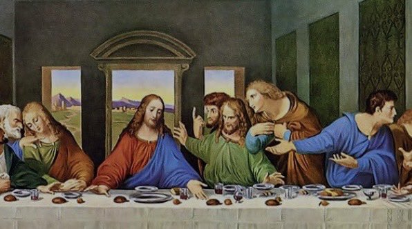 dirkvanvliet's tweet photo. Ben ik nou de enige die díe associatie heeft? #Yesilgöz #volkskrant #formatie #leonardodavinci #laatsteavondmaal https://t.co/YbjlEqvnrT
