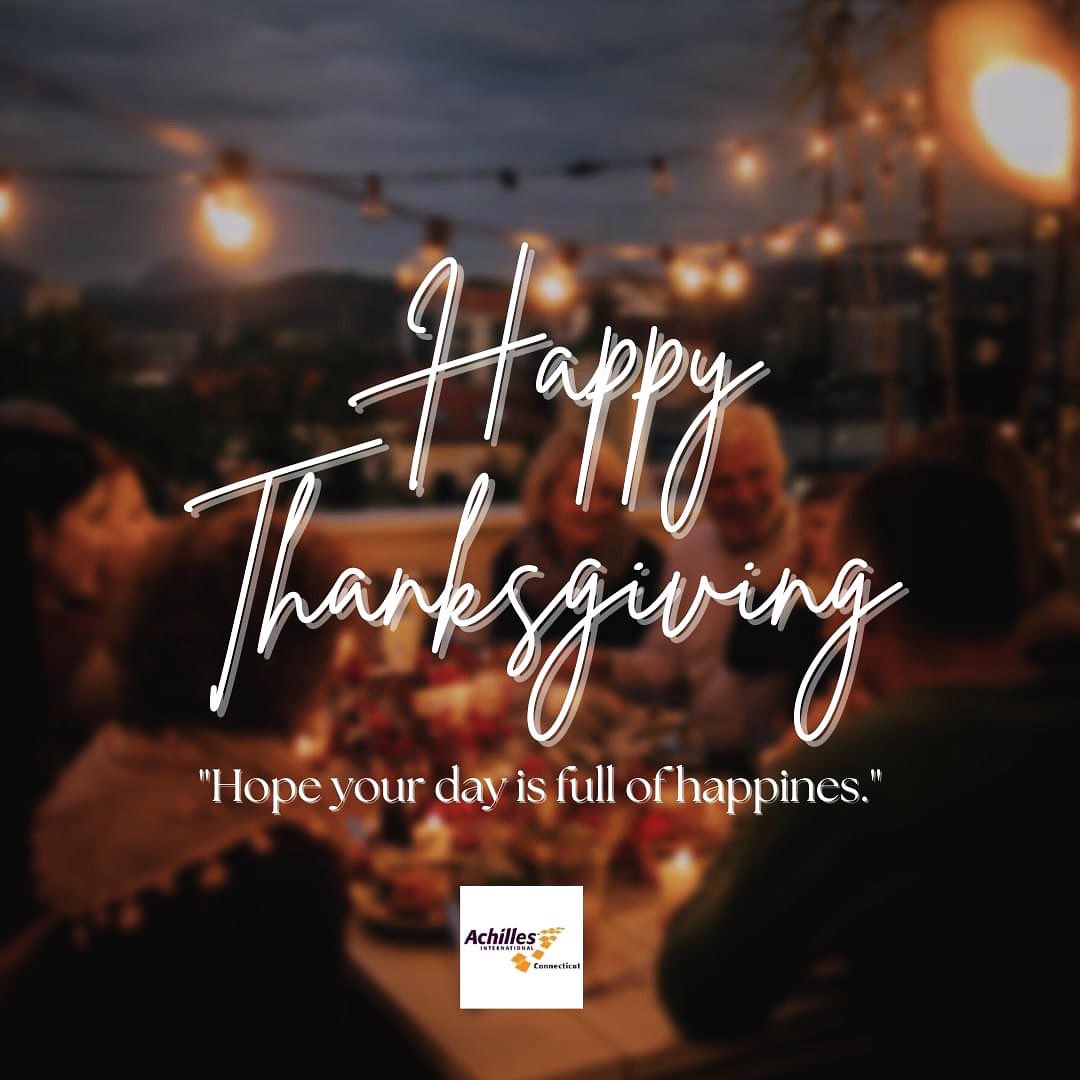 We are grateful for our Achilles community!  We wish you all a Happy Thanksgiving with family and friends. #gratitude <a href="/achillesintl/">Achilles International</a>