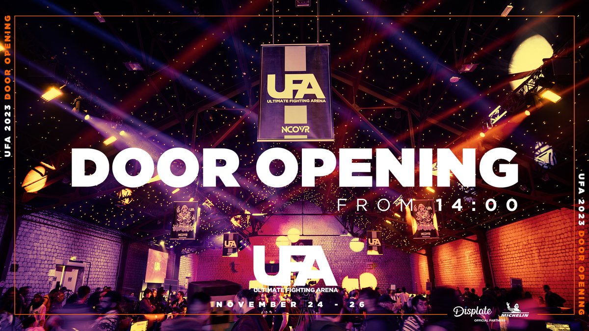 The gates of the Ultimate Fighting Arena will open tomorrow at 14:00.

We look forward to seeing you all there! 

#UFA2023