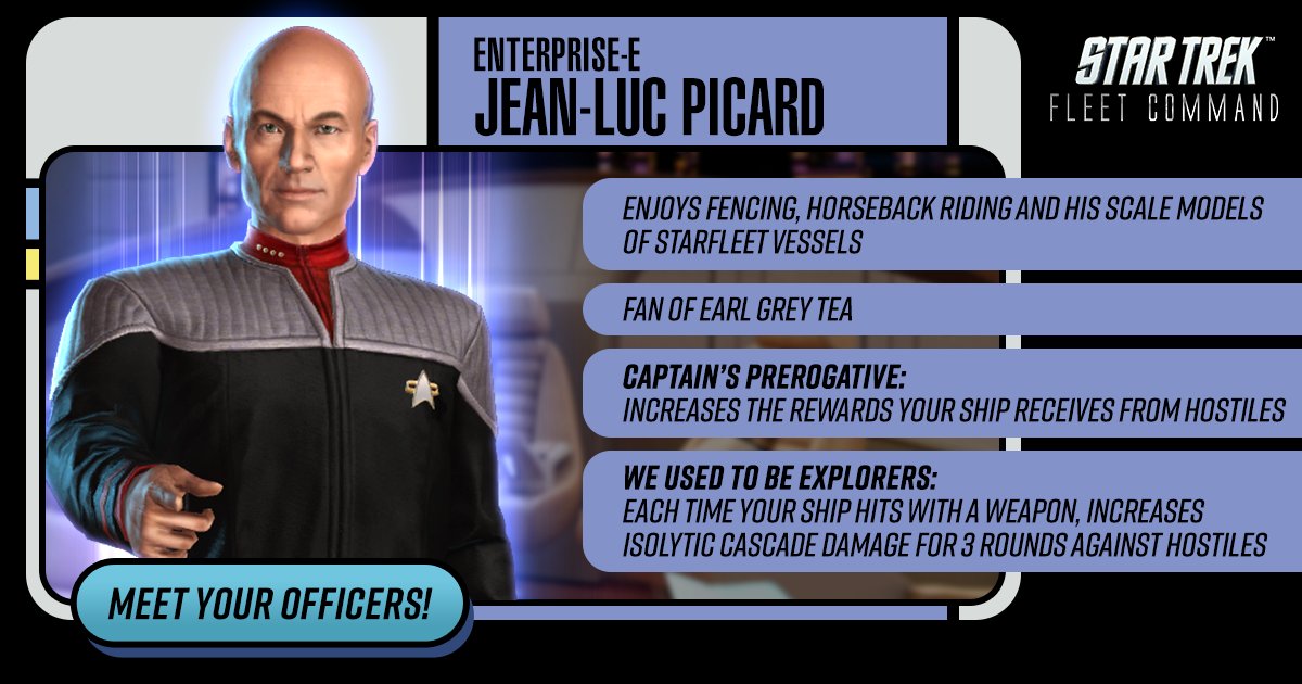 Two new officers join the game this month in update 60 Make It So, Part 1. Meet Enterprise-E Jean-Luc Picard and Enterprise-E Data. #STFC #StarTrek