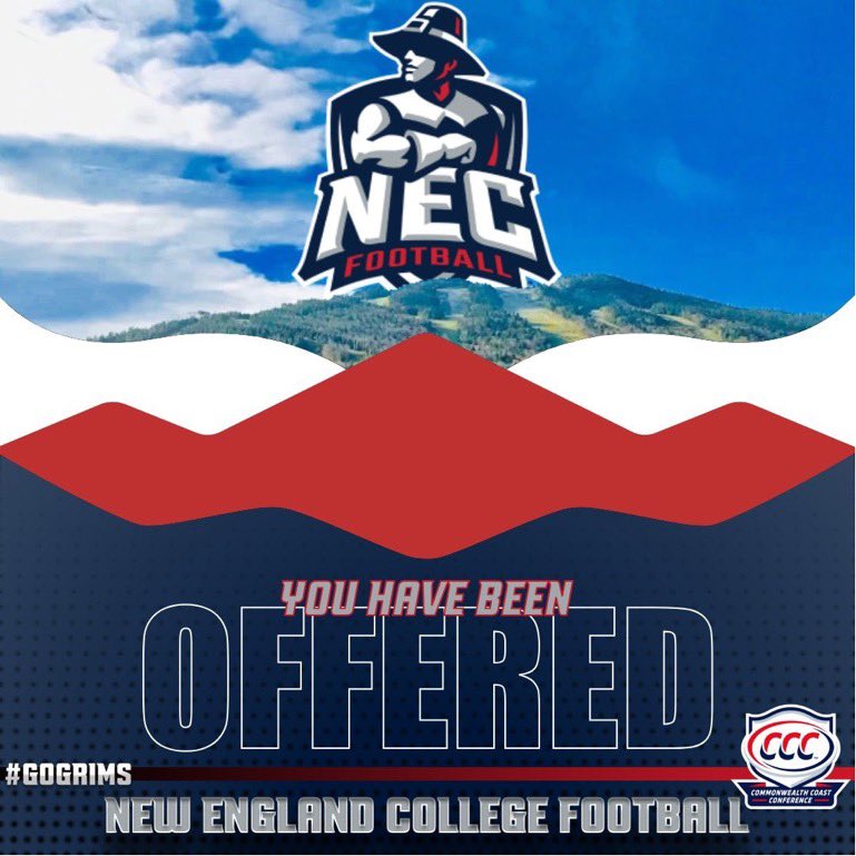 Blessed to receive an offer to play at New England College!! Thank you <a href="/Coach_KKelly/">Kevin Kelly</a> for the offer!!
<a href="/StableFootball/">BarnstableFootball</a> <a href="/CoachJatkola/">Ross Jatkola</a>