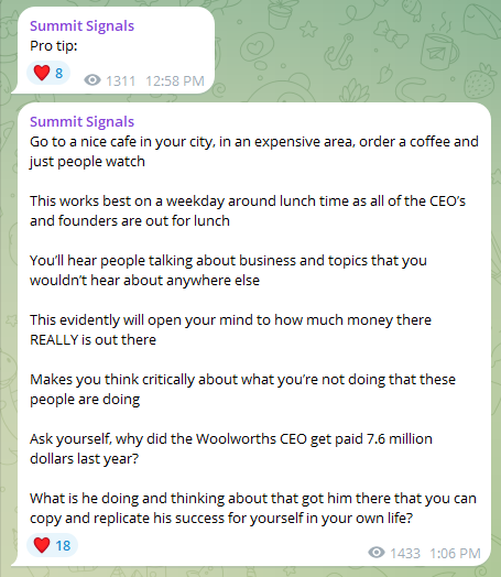 vydamo_'s tweet photo. Gm. Last night before bed I found an 18yo entrepreneur on Instagram showing money spreads and HUGE maestro 2xs with SIZE ($100aud) so I obviously applied instantly. They fucking deleted my application so instead I leave you with some wisdom from their public channel. https://t.co/zirAmpkq3o