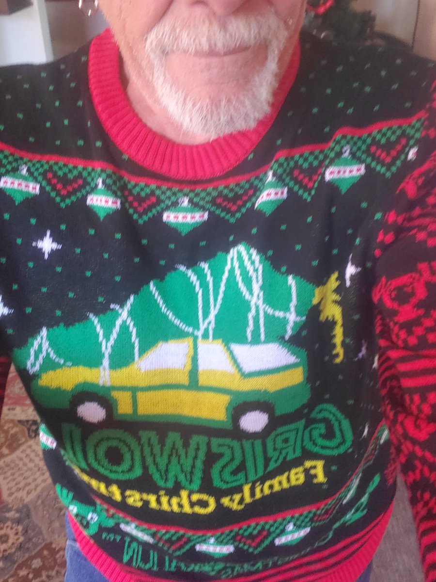 Headed out to a friend's for Thanksgiving dinner. Like the Yule sweater? I got it for free, they couldn't see them. Notice why:) have a great Thanksgiving!