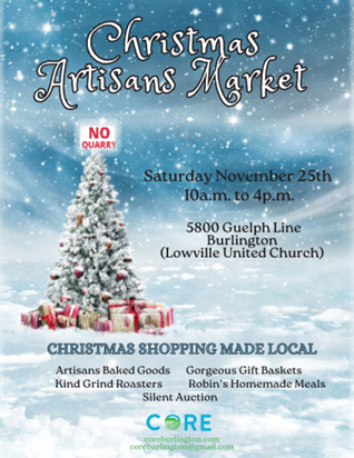 rorynisan's tweet photo. The @COREBurlington Christmas Artisans’ Market is happening on Nov 25th at 5800 Guelph Line (Lowville United Church)...there will be 15+ local artisan vendors, a silent auction, beautifully crafted holiday gift baskets, and a free treat for the first 100 visitors... https://t.co/VatDuJQFwQ