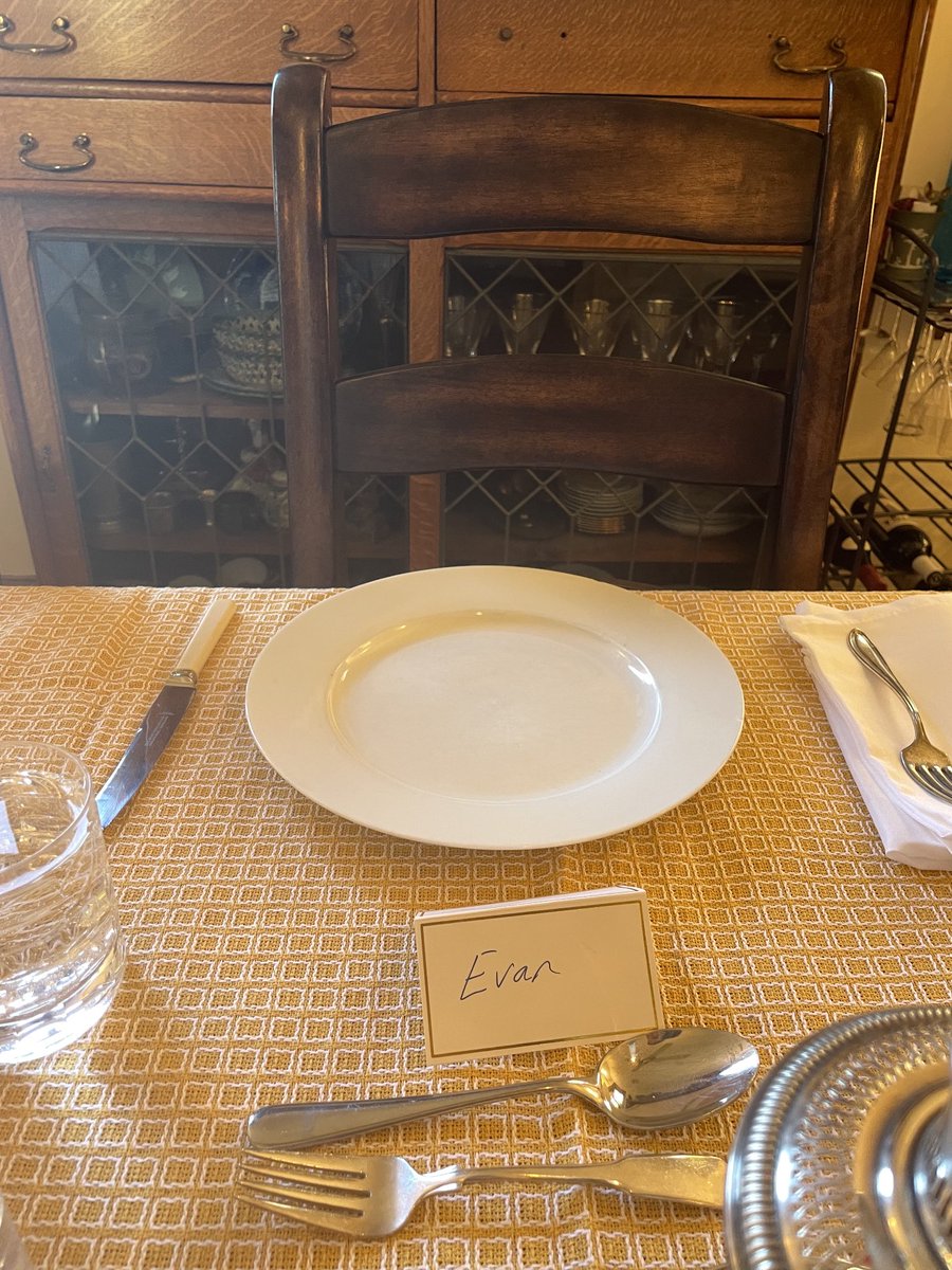 #ISrandWithEvan - saving a place at our Thanksgiving table for ⁦<a href="/evangershkovich/">Evan Gershkovich</a>⁩. We look forward to celebrating with him when he comes home. There are no holidays in a Russian prison.