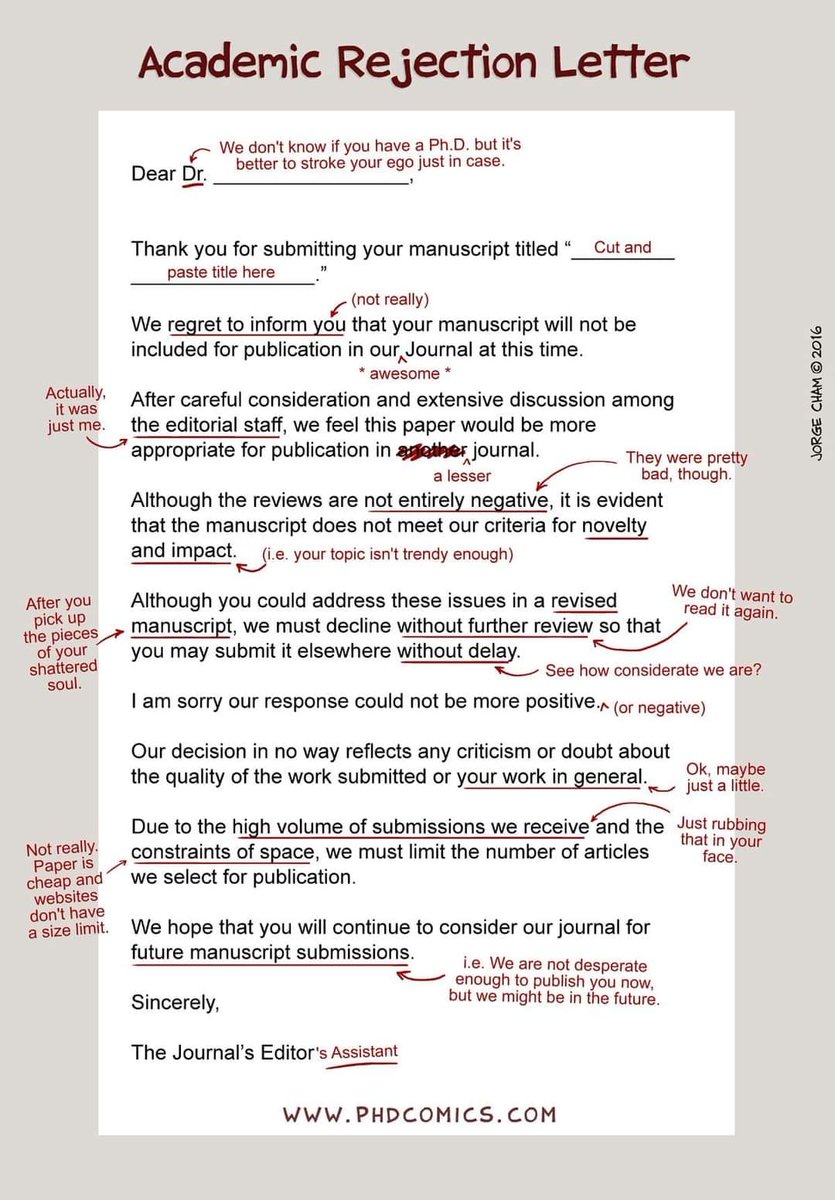 Academic Rejection Letter: the Truth.
#highered #phdchat #acwri