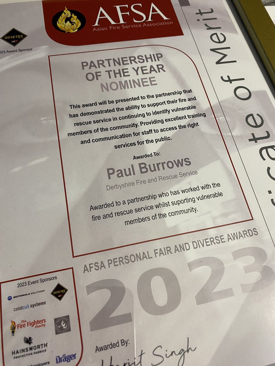 Wow. Fantastic honour to have the work between @RoyalSchoolDD and @DFRSInclusion recognised.

@GavinGtomlins and @mickwood looks like i am now an honorary member of DFRS.. do i now get to drive a fire engine …please!! 😁