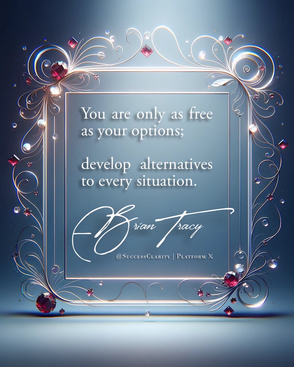 FREEDOM. Via @BrianTracy ✨ “You are only as free as your options; develop alternatives to every situation.” —Brian Tracy