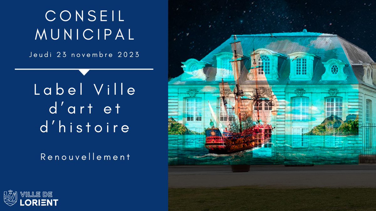 La Ville de #Lorient engage la procédure de renouvellement du label « Ville d’art et d’histoire » qui doit intervenir en 2024
Plus d’info 👉 tinyurl.com/bde7e8db
<a href="/ArchivesLorient/">Patrimoine et Archives de Lorient</a> 
<a href="/MinistereCC/">Ministère de la Culture 🇫🇷</a>