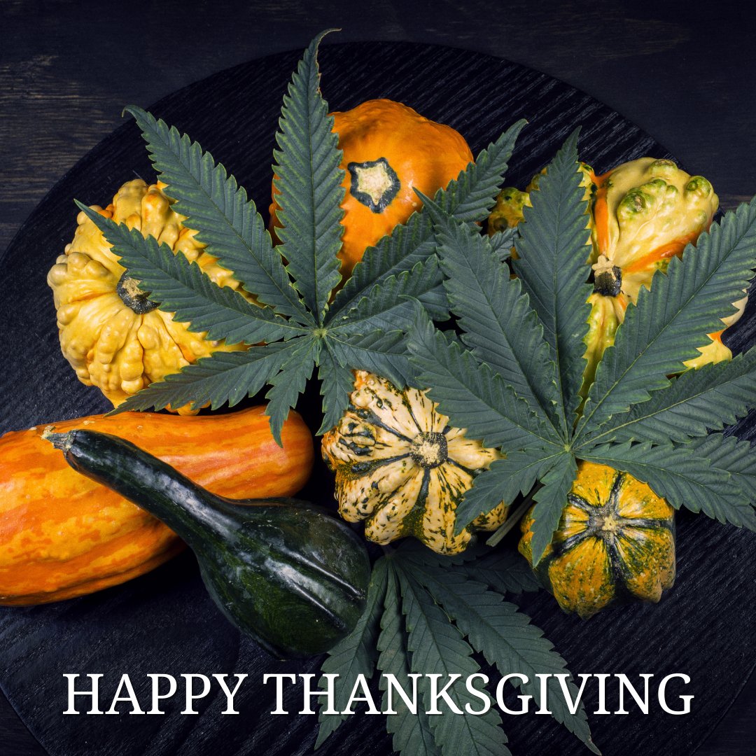 May your Thanksgiving be filled with love, laughter, pumpkin pie, and a mild high.