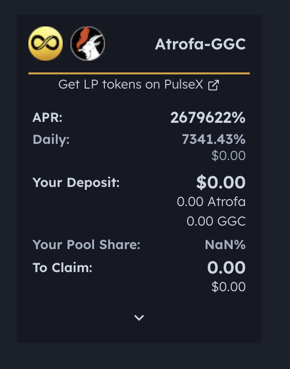 Atrofarm17023's tweet photo. Our first $GGC pool is now live!

Stake $GGC / $Atrofa LP on Atrofarm and earn great APRs!

#PulseChain $Atropa $BEAR $pDai $MEGA $Ptgc $GOAT https://t.co/8gQYCw2rWO