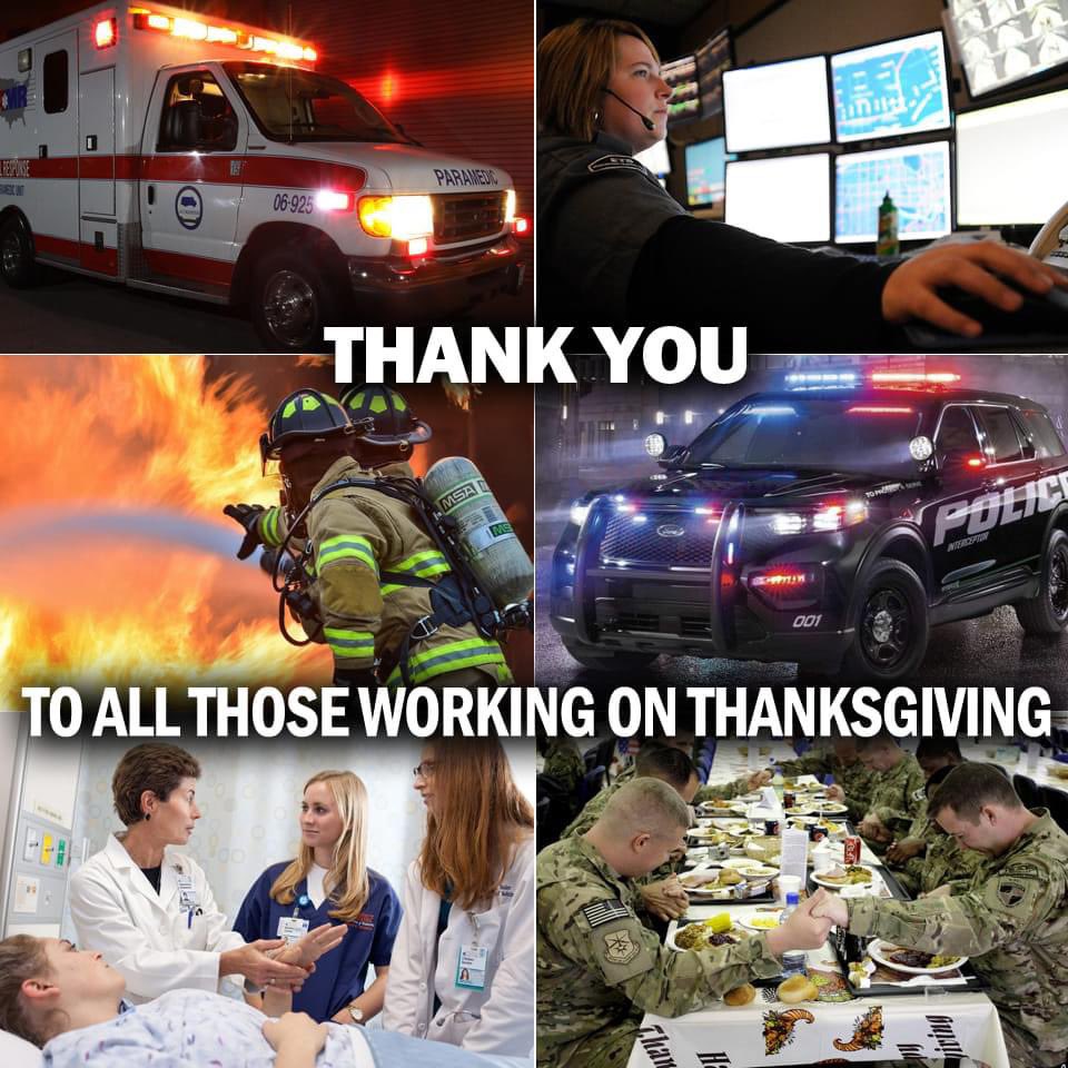 As we gather around the Thanksgiving table, let's take a moment to remember and say a prayer of thanks for those who are not with their loved ones so that we can be with ours. 💙❤️🤍💛💚