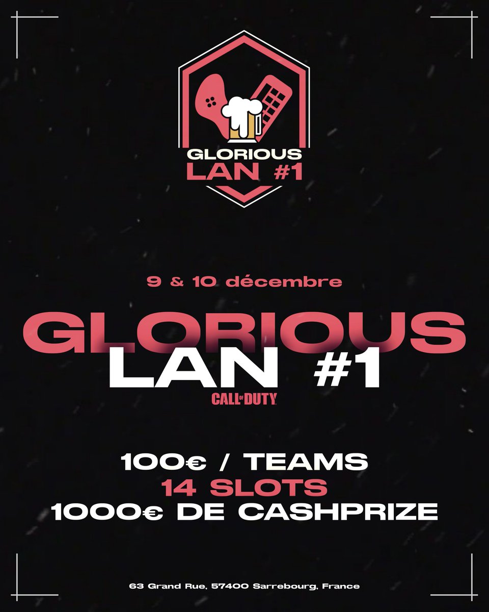 Onizuking's tweet photo. C'EST L'HEURE ! 🤩

Lien de la billeterie, 14 slots ! 👏
https://t.co/ISeFzlgpPm

⚠️Veuillez indiquez sur la réservation le nom de votre équipe !

On se voit là-bas les frères ! 🤌

Un grand merci à @GloriousG_bar qui vous propose cette LAN qui risque d'être incroyable👏 https://t.co/pcEoQNxXfH