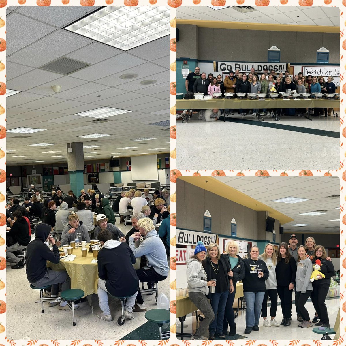 vanessammoore's tweet photo. Thanksgiving🦃🏈practice breakfast-on to regionals Saturday🖤🐾💛⛓️Love my Bulldog family #foreverlinked https://t.co/LXPKdgPTcc