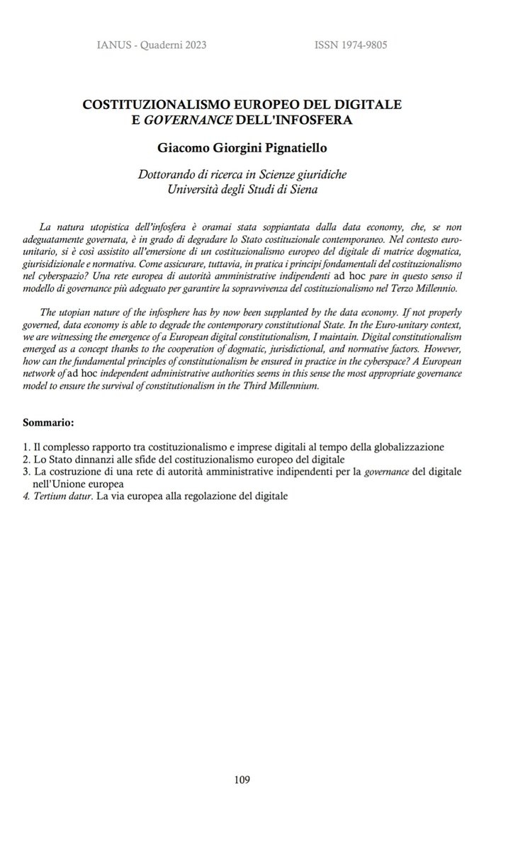 GiacGiorginiP's tweet photo. Esiste un costituzionalismo europeo del digitale? Propongo qualche spunto di riflessione nei Quaderni di Ianus - Rivista di Diritto e Finanza, con una bella prefazione del Prof. Angelo Barba e i contributi di tanti fantastici colleghi e colleghe!
https://t.co/AdAhHh17G1 https://t.co/sv8US1y3LN