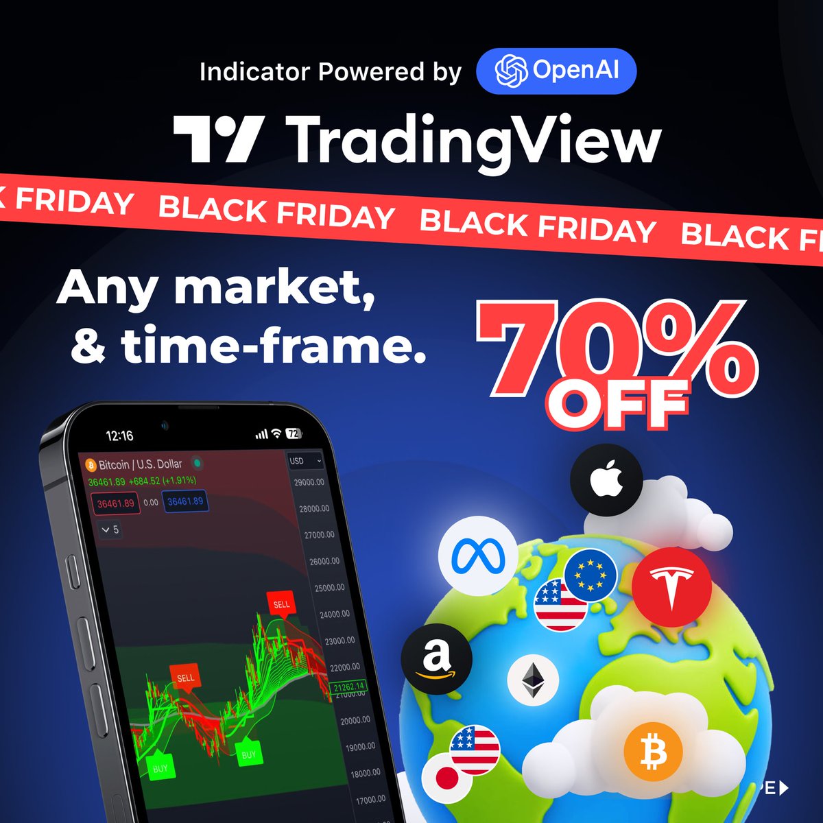smartindicators's tweet photo. 🌐 Exclusive #blackfridayoffer! Discounts of up to 70% on #AIindicators, perfect for any market and timeframe. Improve your trading with our #buyandsellsignals🎯 
Click the link in our BIO to take advantage of this offer. #BlackFriday2023 #AIIndicators #Trading #InvestmentSignals https://t.co/D4LCe3ZJyn
