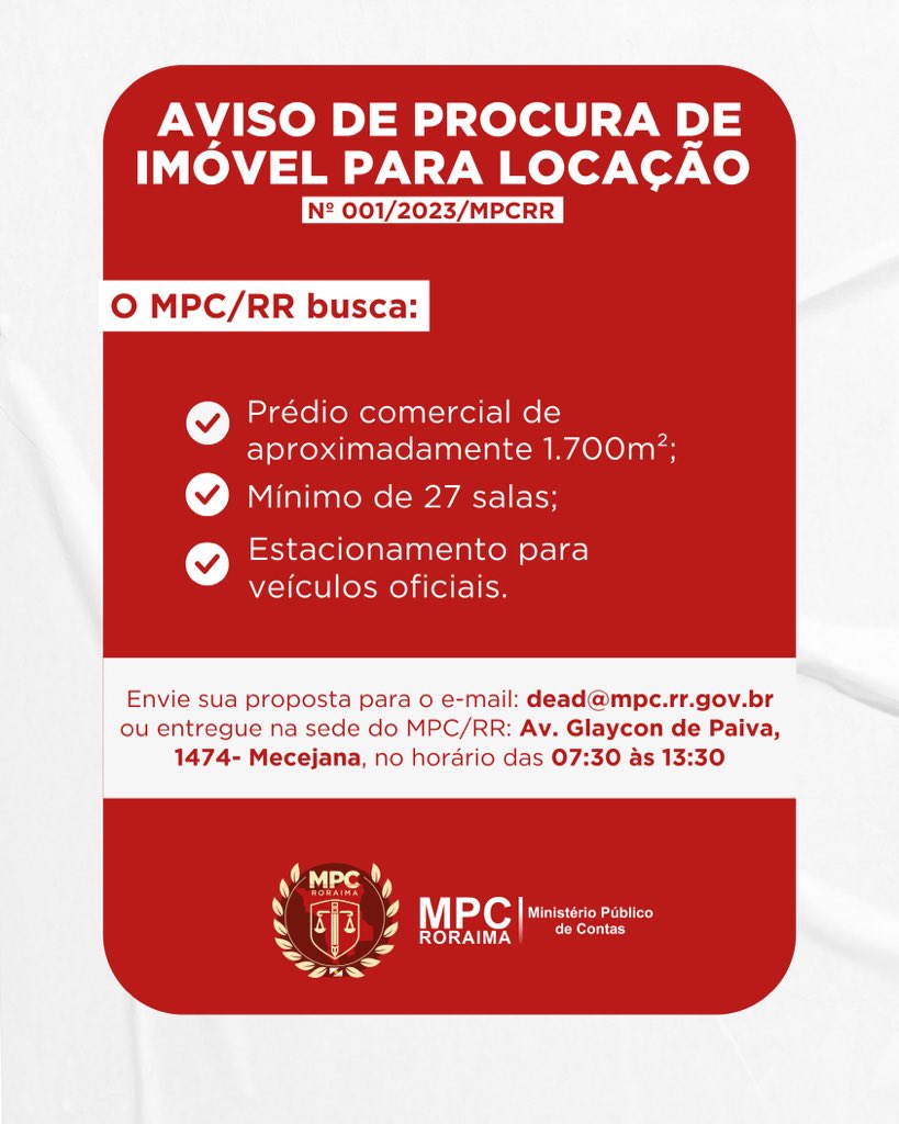 mpcroraima's tweet image. 🏢 O MPC/RR vai mudar de endereço!

Os interessados ​​devem enviar suas propostas com valor, fotos e documentos exigidos pelo órgão, incluindo plantas baixas e a documentação completa do imóvel. A lista completa de documentos está em nosso site: mpc.rr.gov.br.