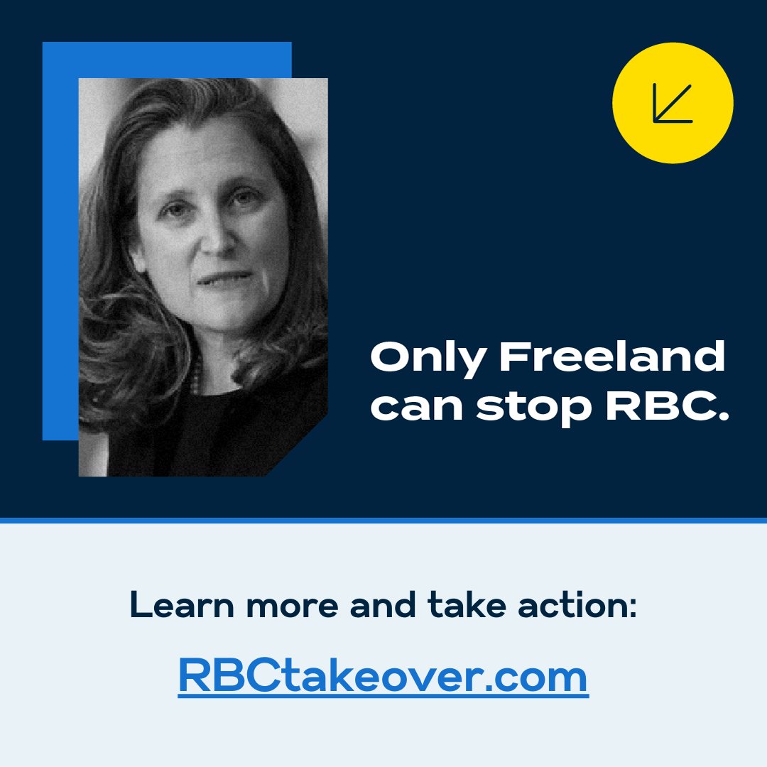 @RBC @cafreeland Learn more and take action at tinyurl.com/RBCtakeover We’re joining forces to send a clear message to Finance Minister @cafreeland - STOP THE @RBC TAKEOVER @leadnowca @forourkidscan
#RBCIsKillingMe #RBCRevealed #StopTheRBCTakeover