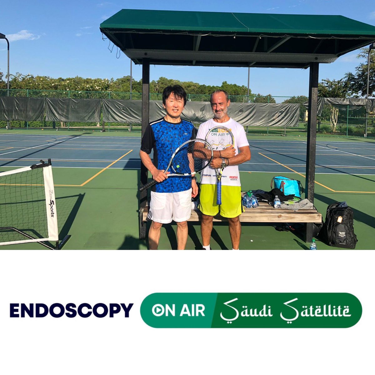 After intense tennis match, tomorrow both of us will be busy with complex ESD cases on Saudi on air. Join us on endoscopyonair.com to watch western vs japanese style for colorectal ESD @EndoscopyOA