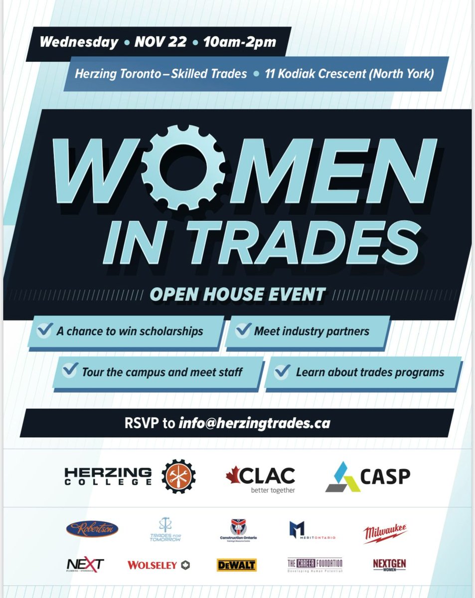 Thank you @herzingtrades for inviting TSOC (TSOC.com) to participate in the open house. Great opportunity to celebrate and highlight women in #SkilledTrades. Canadian employers are embracing gender diversity to ensure a more productive workforce. #StrongerTogether