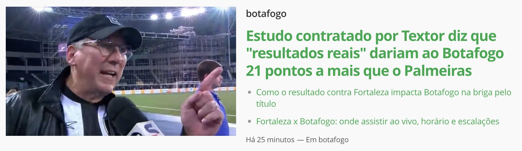 Estudo contratado por Textor diz que resultados reais dariam ao Botafogo  21 pontos a mais que o Palmeiras, botafogo